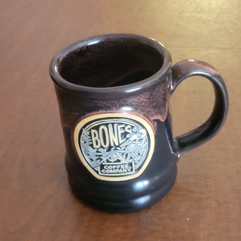 Bones Coffee Company Classic Logo Handthrown Mug Deneen Pottery 2020 Black Rust
